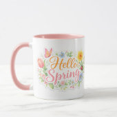 Cute Hello Spring Floral Mug | Customizable (Gauche)