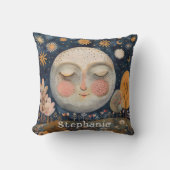 Cute Hemel Maan Monogram Naam Kinderen Eenvoudig  Kussen (Voorkant)