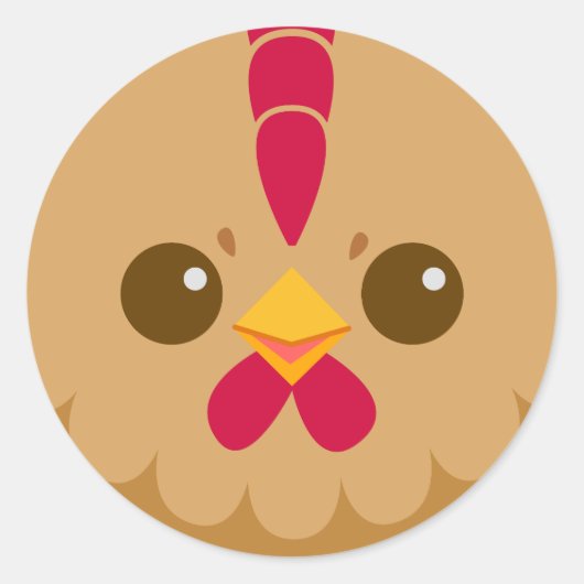 Cute Hen/Chicken Face Ronde Sticker (Voorkant)