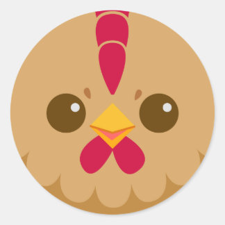 Cute Hen/Chicken Face Ronde Sticker