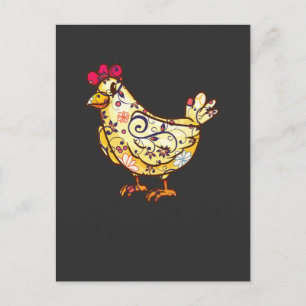 Cute Hen Farming Lover Flower Mom Farm Chicken Hen Briefkaart