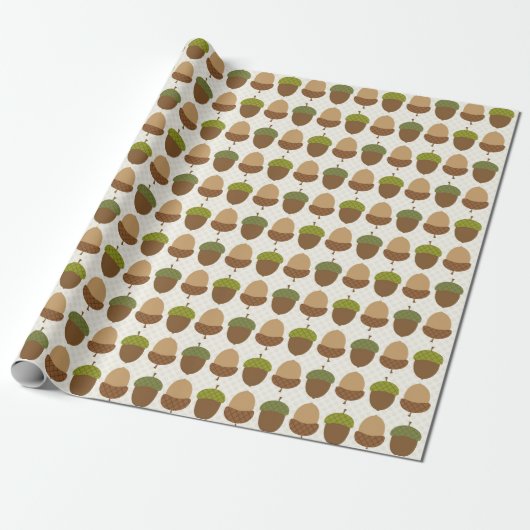 Cute Herfst Autumn Acorn Nut Pattern Cadeaupapier (Uitgerold)