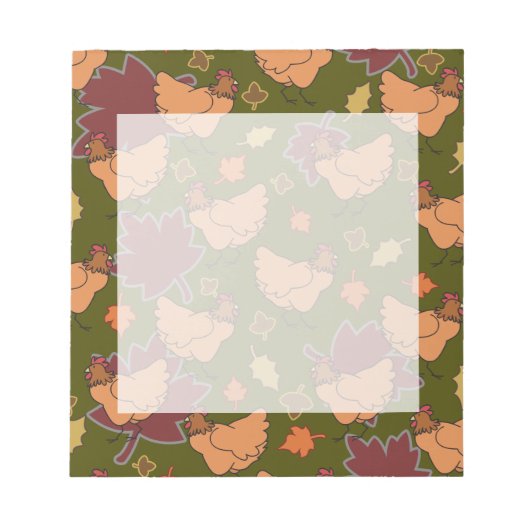 Cute Herfst Chicken Pattern Notitieblok (Voorkant)