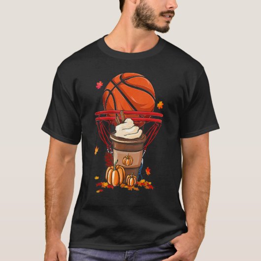 Cute Herfst Coffee Pumpkin Spice Latte Basketball T-shirt (Voorkant)