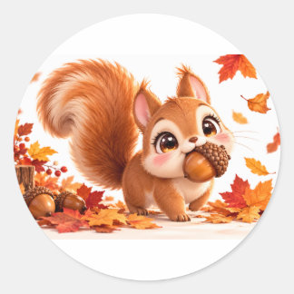 Cute Herfst Eekhoorn Sticker | Kawaii Eikel & Herf