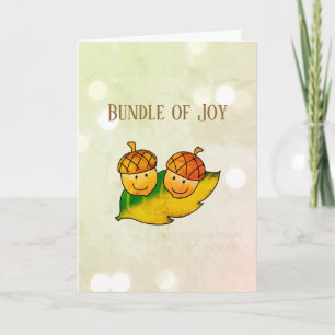 Cute Herfst Eikel Bundel Van Geluk Tweeling Baby S Kaart