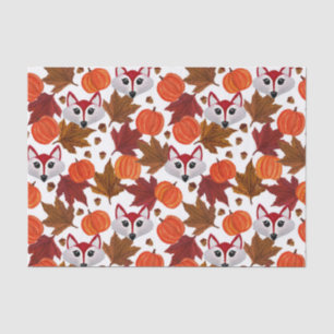 Cute Herfst Fox Pumpkin Acorn Maple Leaf Waterverf Tissuepapier