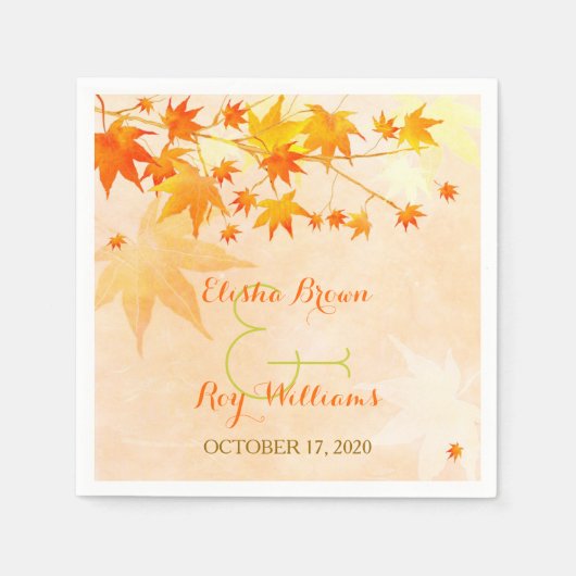 Cute Herfst Maple Tree Wedding Servetten (Voorkant)