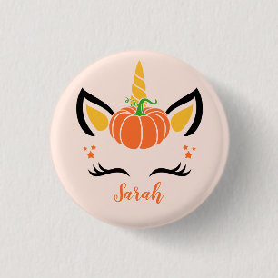 Cute Herfst Pumpkin Halloween Unicorn Ronde Button 3,2 Cm