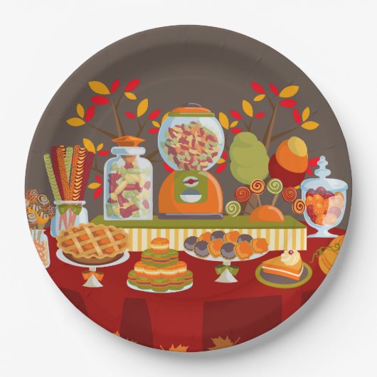 Cute Herfst Seasonal snoep buffet party paper bord (Voorkant)