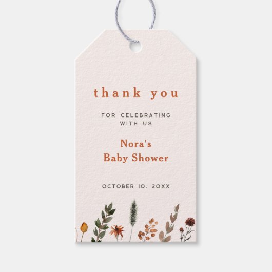 Cute Herfst Wildflower Hartelijk dank Cadeaulabel (Voorkant)