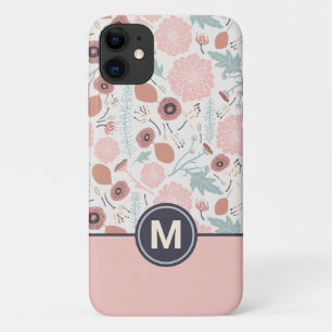 Cute Herhaling roze crème Floral iPhone 11 Hoesje