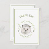 Cute Hérisson Carte de remerciements simple (Devant / Derrière)