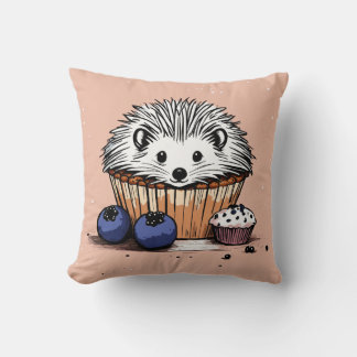 "Cute Hérisson Profitant d'un Coussin de muffin au