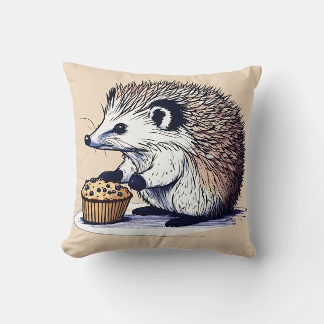 Cute Hérisson Profitant d'un Coussin de muffin ble (Recto)