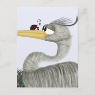 Cute Heron en Ladybug Briefkaart