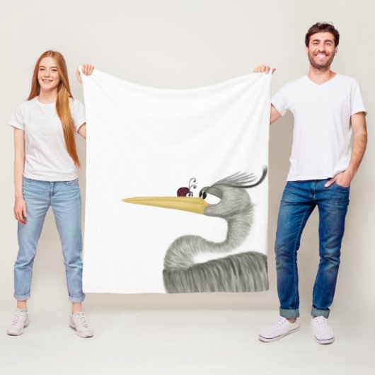 Cute Heron en Ladybug Fleece Deken (In situ)