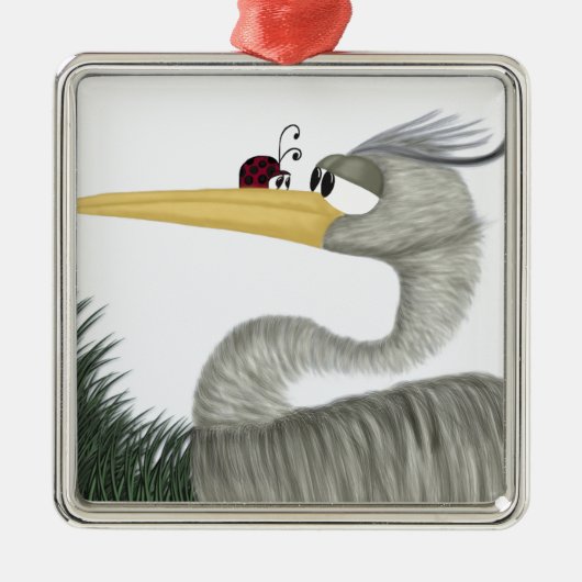 Cute Heron en Ladybug Metalen Ornament (Voorkant)