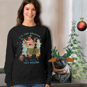 Cute Hert in Lelijke Trui Donkere T-shirt met capu