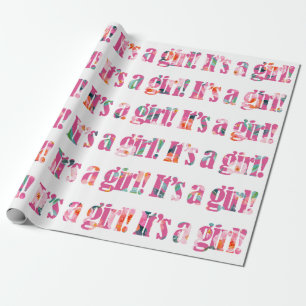 Cute Het is een meisje Bleek Magenta Floral Patt Cadeaupapier