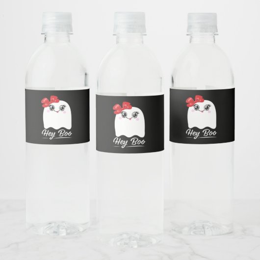 Cute Hey Boo Halloween Design Waterfles Etiket (Flessen)