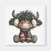 Cute Highland Cow Christmas Magnet (Devant)