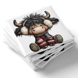 Cute Highland Cow Kerstmagneet Magneet