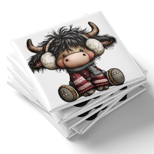Cute Highland Cow Kerstmagneet Magneet