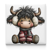 Cute Highland Cow Kerstmagneet Magneet