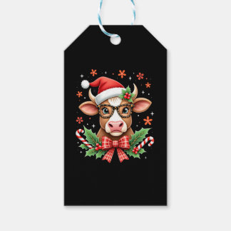 Cute Highland Cow Lover Santa Hat Western Christma Cadeaulabel