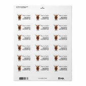 Cute Highland Koe Etiket (Full Sheet)