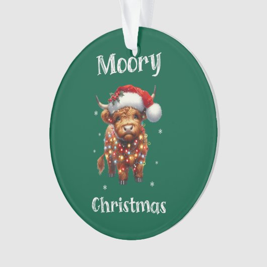 Cute Highland Koe Kerstmis Ornament (voorkant)