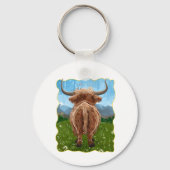 Cute Highland Koe Sleutelhanger (Achterkant)