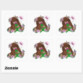 Cute Highland Koe Vierkante Sticker (Vel)