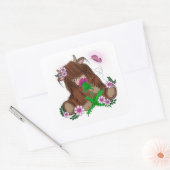 Cute Highland Koe Vierkante Sticker (Envelop)