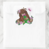 Cute Highland Koe Vierkante Sticker (Tas)