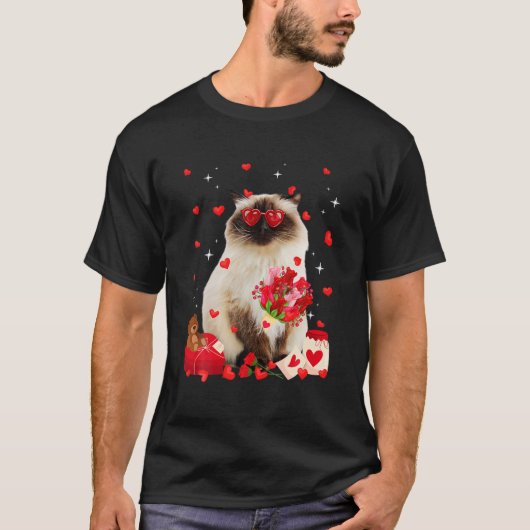 Cute Himalayan Cat Valentijn Fun Cat Dad Cat Ma T-shirt (Voorkant)