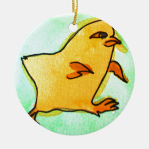 Cute hip Easter chick retro illustratie Keramisch Ornament