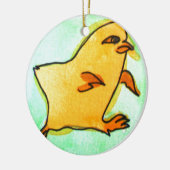 Cute hip Easter chick retro illustratie Keramisch Ornament (Links)