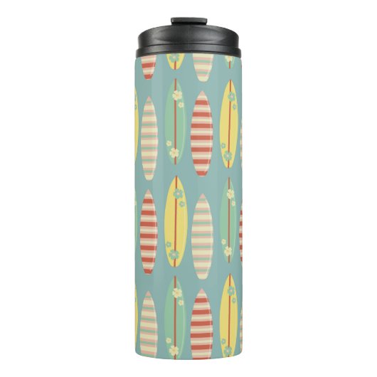 Cute Hippie Hawaii Surfboard Pattern Blue Thermosbeker (Voorkant)