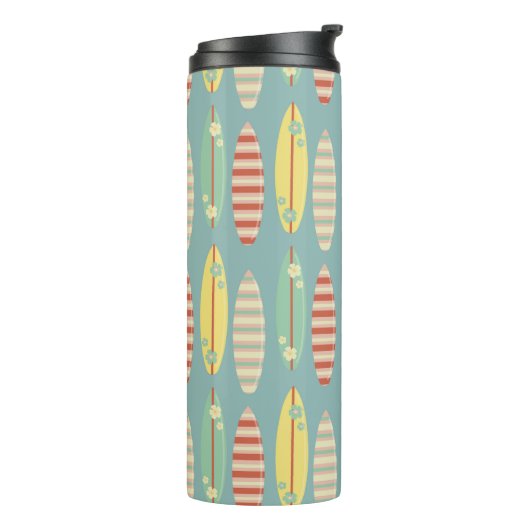 Cute Hippie Hawaii Surfboard Pattern Blue Thermosbeker (Gedraaid links)