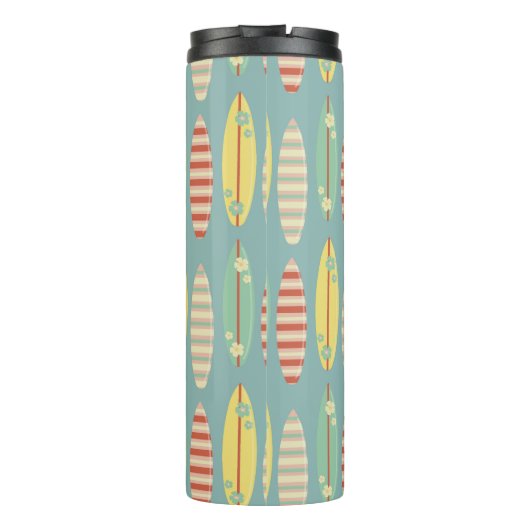 Cute Hippie Hawaii Surfboard Pattern Blue Thermosbeker (Achterkant)