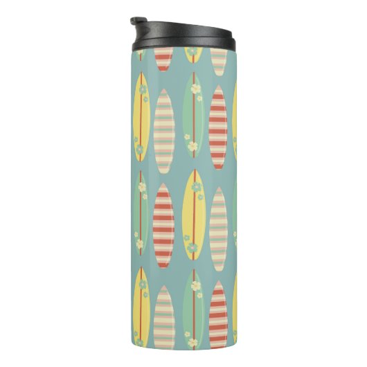 Cute Hippie Hawaii Surfboard Pattern Blue Thermosbeker (Geroteerd rechts)