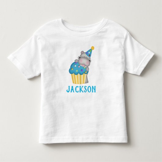 Cute Hippo Birthday Cupcake Specialized Kinder Shirts (Voorkant)
