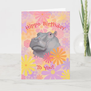 Cute Hippo Birthday Kaart