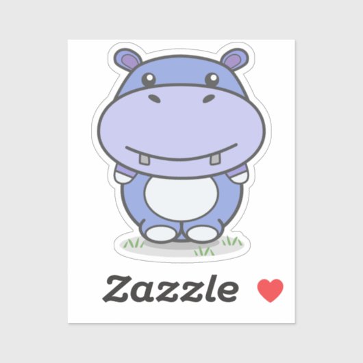 Cute Hippo Custom-Cut Sticker (Vel)