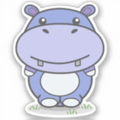 Cute Hippo Custom-Cut Sticker (Voorkant)