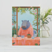 Cute Hippo Feestdagenkaart (Staand voorkant)