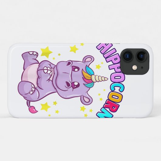 Cute Hippo Funny Cartoon Phone Case voor iPhone (Achterkant (horizontaal))