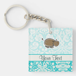 Cute Hippo Groenblauw Sleutelhanger
